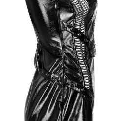 Punk Rave Women's Stuff Patent Leather Hollowed Out Dress