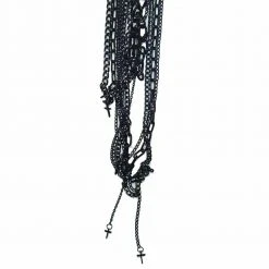 Poizen Industries Black Chain Small Cross Necklace Jewelry