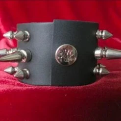 Ape Leather Men's Stuff 3 Row Spiked Wristband With Long And Short Spikes