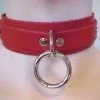 Ape Leather Choker With One Welded D-ring And O-ring - Red On Red Leather Men's Stuff
