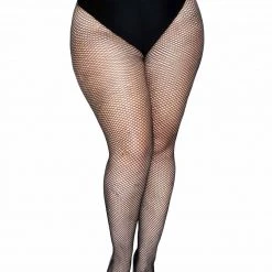 Leg Avenue Stockings & Leggings Backseam Fishnet Pantyhose -Black Plus Size