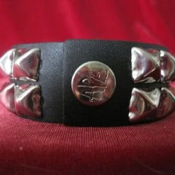 Ape Leather Wristbands And Cuffs Two Row Pyramid Wristband