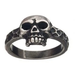 INOX Men's Stuff Antiqued Stainless Steel Skull Ring
