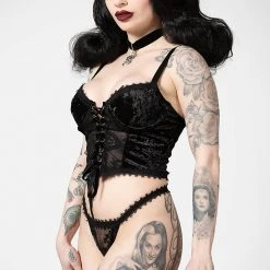 Killstar Be Veiled Lace Basque Women's Stuff