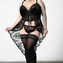 Killstar Be Veiled Lace Basque Women's Stuff