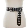 Funk Plus Black Vinyl Belt With Double Row Silver Eyelets