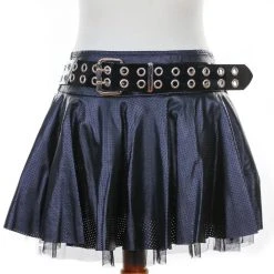 Funk Plus Black Vinyl Belt With Double Row Silver Eyelets