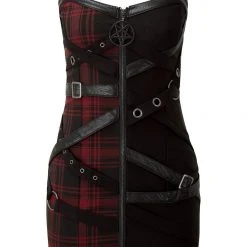 Killstar Women's Stuff Bury Me Bondage Dress [TARTAN]