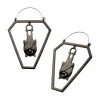 BodyVibe Black Plated Cut Out Bat In Coffin Plug Hoops