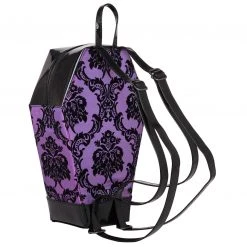 Rock Rebel Damask Coffin Backpack In Purple Bags & Backpacks