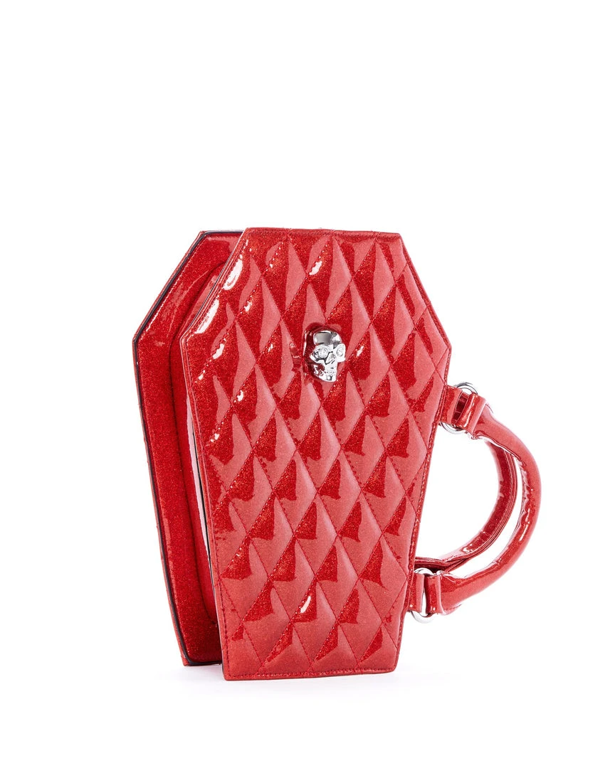 Lux De Ville Bags & Backpacks Elvira Coffin Mini Tote Venom Red Sparkle 3 Lux De Ville Bags & Backpacks Elvira Coffin Mini Tote Venom Red Sparkle