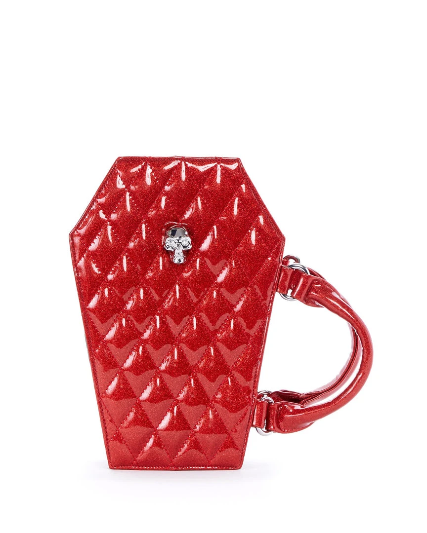 Lux De Ville Bags & Backpacks Elvira Coffin Mini Tote Venom Red Sparkle 4 Lux De Ville Bags & Backpacks Elvira Coffin Mini Tote Venom Red Sparkle