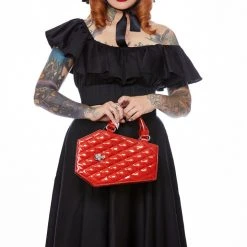 Lux De Ville Bags & Backpacks Elvira Coffin Mini Tote Venom Red Sparkle 9 Lux De Ville Bags & Backpacks Elvira Coffin Mini Tote Venom Red Sparkle