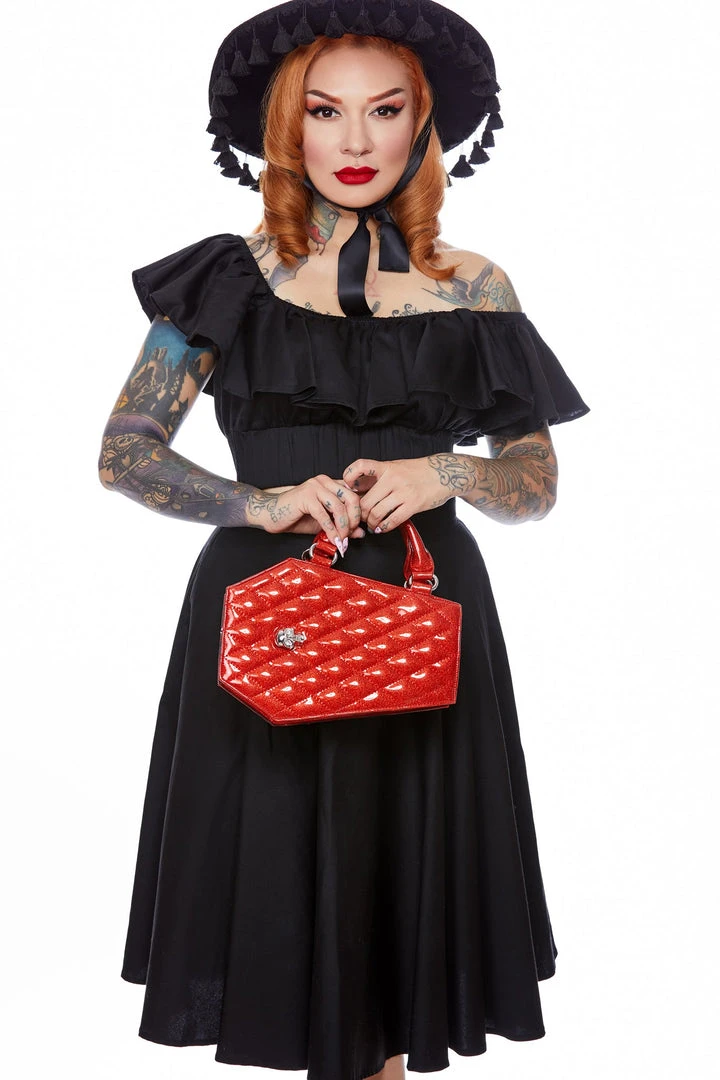 Lux De Ville Bags & Backpacks Elvira Coffin Mini Tote Venom Red Sparkle 6 Lux De Ville Bags & Backpacks Elvira Coffin Mini Tote Venom Red Sparkle