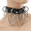 Funk Plus Chokers And Collars Black Vinyl 4-Ring Hanging Chain Choker