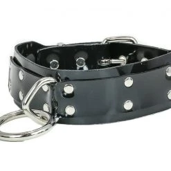 Funk Plus Men's Stuff 1 3/4" Loop & Ring Vinyl Choker - Black