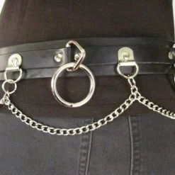 Ape Leather Plus Size Five Ring Bondage Leather Belt With Chain