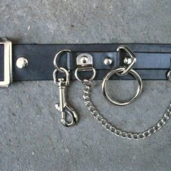 Ape Leather Plus Size Five Ring Bondage Leather Belt With Chain