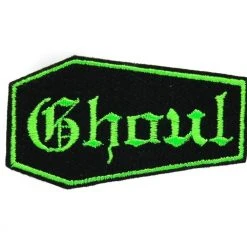 Project Pinup Gothic Coffin Ghoul Embroidered Iron On Patch - Black And Green Gift Ideas