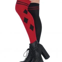 Leg Avenue Accessories Harlequin Dual-Color Over The Knee Socks Black/Red