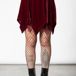 Killstar Lester Velvet Mini Skirt [BLOOD] Women's Stuff