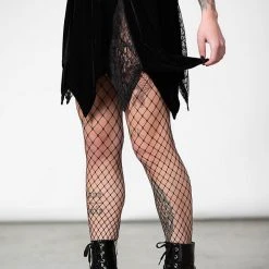 Killstar Women's Stuff Lester Velvet Mini Skirt [Black]