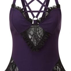 Killstar Women's Stuff Lydia Harness Top [PLUM]