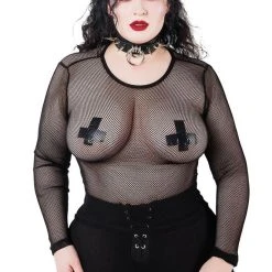 Killstar Overkill Fishnet Top - Black Women's Stuff