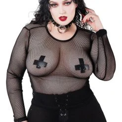 Killstar Overkill Fishnet Top - Black Women's Stuff