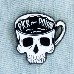 Ectogasm Pick Your Poison Skull Coffee Cup Enamel Pin Pins