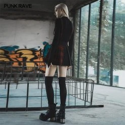 Punk Rave Plaid Spliced Suspender Skirt Women's Stuff