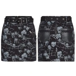 Punk Rave Women's Stuff Gothic Skull Printed Skirt