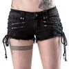 Queen Of Darkness Women's Stuff Grey Shorts With Zippers And Lacing