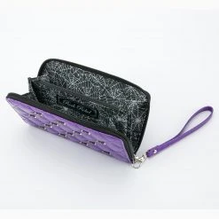Rock Rebel Studded Bats Purple Glitter Wallet