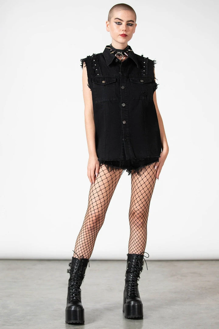 Killstar Ruse Denim Vest Men's Stuff 10 Killstar Ruse Denim Vest Men's Stuff