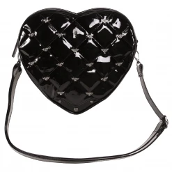 Rock Rebel Bags & Backpacks Bat Studded Quilted Heart Shoulder Bag - Black