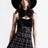 Killstar Shadows Suspender Mini Skirt [ASH TARTAN]