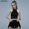 Punk Rave Women's Stuff Grunge Ripped Skull Halter Crop Top
