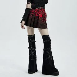 Punk Rave Women's Grunge Dyed Pleated Skirt With Belt