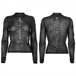 Punk Rave Spider Web Printed Mesh Top Women's Stuff