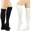 TeeHee Gift Ideas Women's Casual Cotton Knee High Solid Plain 2-Pack