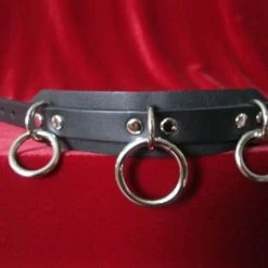 Ape Leather Wristband With One Large Ring And Two Small Rings