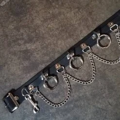 Ape Leather Plus Size Five Ring Bondage Leather Belt With Chain