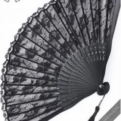 Fantasmagoria Black Palace Lace Folding Fan Accessories