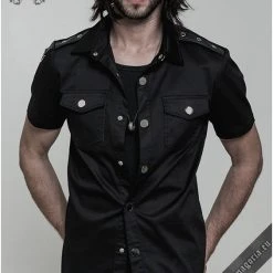 Punk Rave Men's Stuff Casual Black Men's Shirt