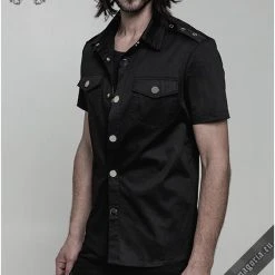 Punk Rave Men's Stuff Casual Black Men's Shirt