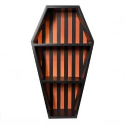 Sourpuss Gift Ideas Striped Coffin Shelf - Black/Pumpkin