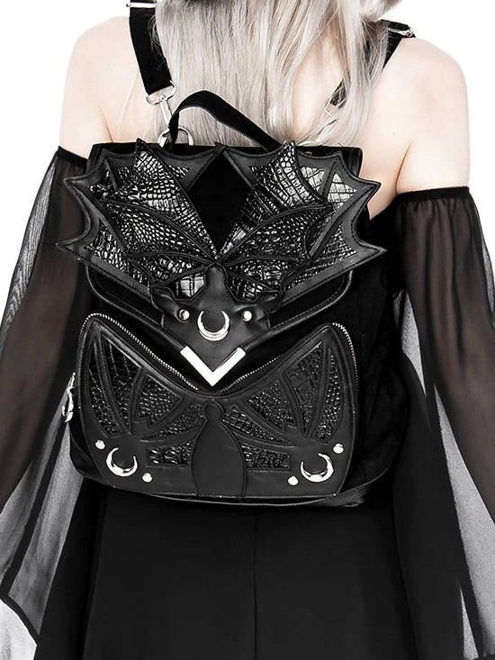 ReStyle Black Phantom Gothic Backpack With Dragon Wings 8 ReStyle Black Phantom Gothic Backpack With Dragon Wings