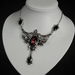 ReStyle Wild Roses Evening Necklace With Roses And Burgundy Stone Jewelry