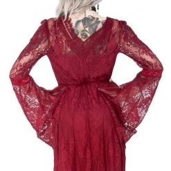 ReStyle Gothic Eyelash Lace Dress Burgundy Women's Stuff